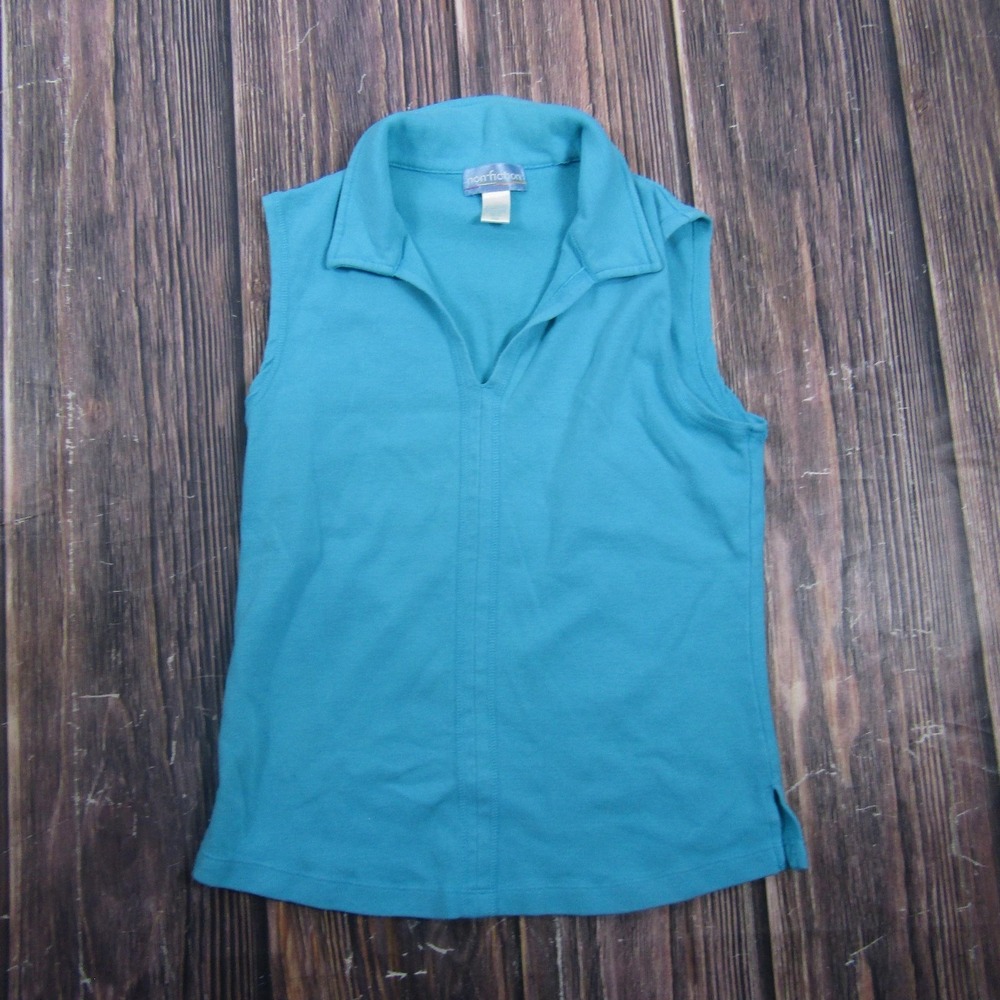 Non-fiction Polo Womens M Blue Sleeveless Collared Stretch Cotton Granny Core